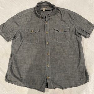 DULUTH Trading Co Untucked Relaxed Fit Mens 2XL Tall Short Sleeve Shirt Grey